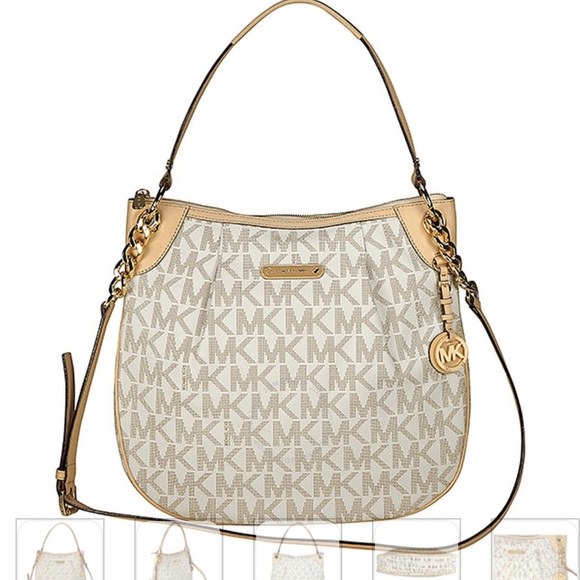 Michael Kors crossbody purse. White and tan - Picture 1 of 5